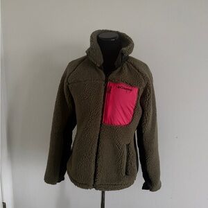Columbia Olive Green Sherpa Fleece Zip Up